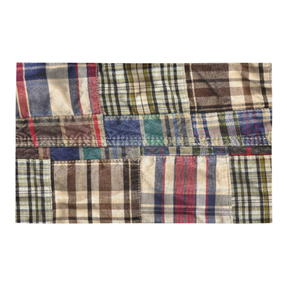 patchwork plaid in rustic patriotic colors Bath Rug 20''x 32''