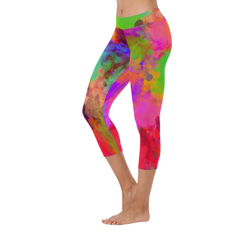 Colors and joy 4 by FeelGood Women's Low Rise Capri Leggings (Invisible Stitch) (Model L08)