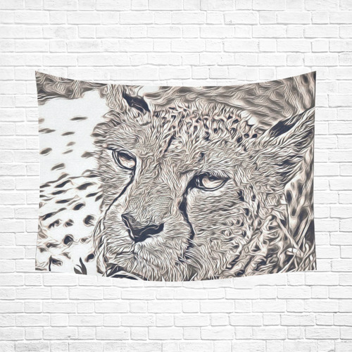 Rustic Style - Cheetah by JamColors Cotton Linen Wall Tapestry 80"x 60"