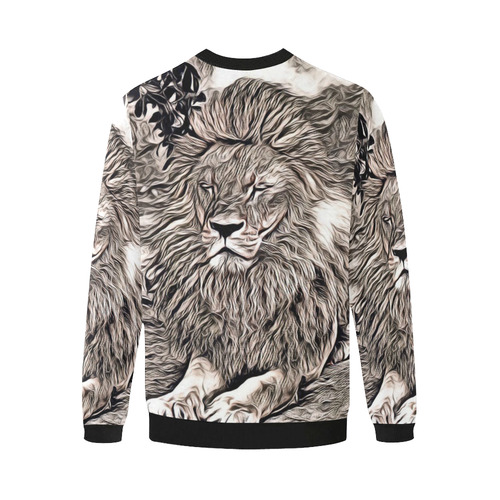 Rustic Style - Lion by JamColors Men's Oversized Fleece Crew Sweatshirt (Model H18)