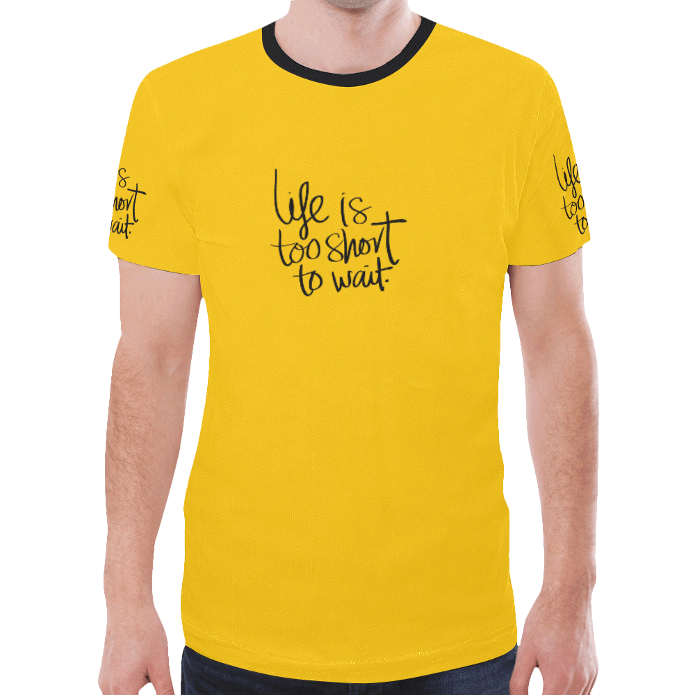 Mens T-shirt Yellow Life is too short to wait New All Over Print T-shirt for Men (Model T45)