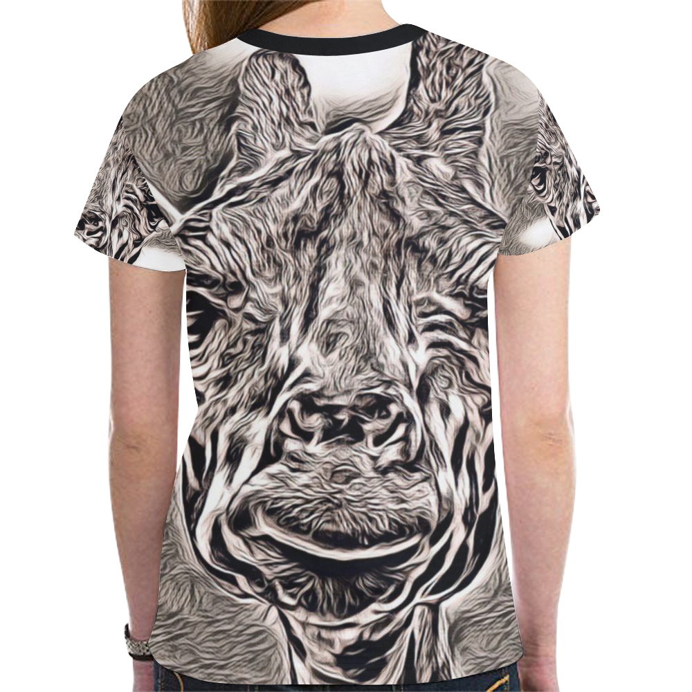 Rustic Style - Giraffe by JamColors New All Over Print T-shirt for Women (Model T45)