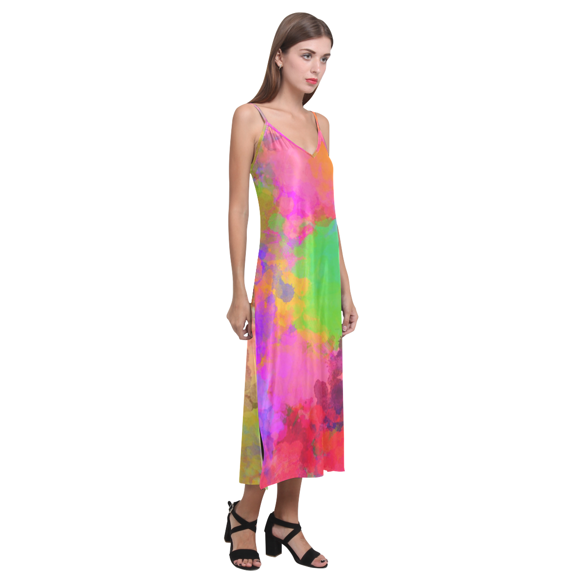 Colors and joy 4 by FeelGood V-Neck Open Fork Long Dress(Model D18)