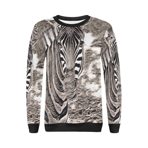 Rustic Style - Zebra by JamColors All Over Print Crewneck Sweatshirt for Women (Model H18)