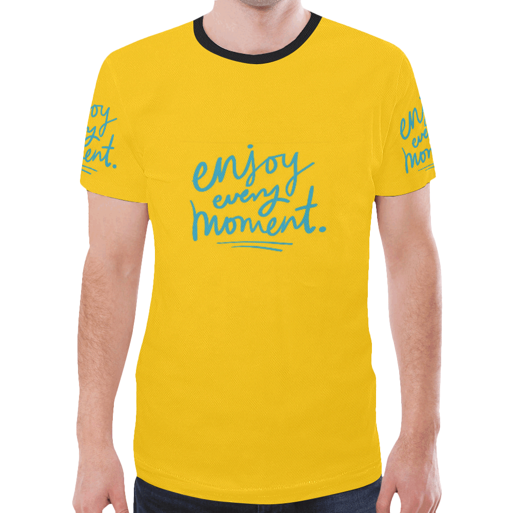 Mens T-shirt Yellow Enjoy Every Moment New All Over Print T-shirt for Men (Model T45)