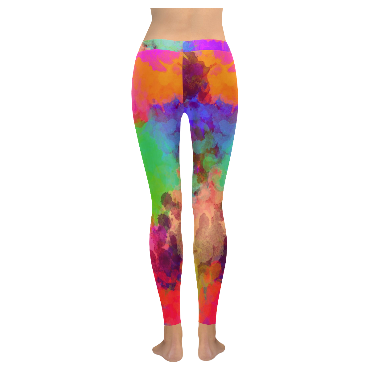 Colors and joy 4 by FeelGood Women's Low Rise Leggings (Invisible Stitch) (Model L05)