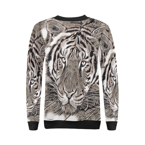 Rustic Style - Tiger by JamColors All Over Print Crewneck Sweatshirt for Women (Model H18)