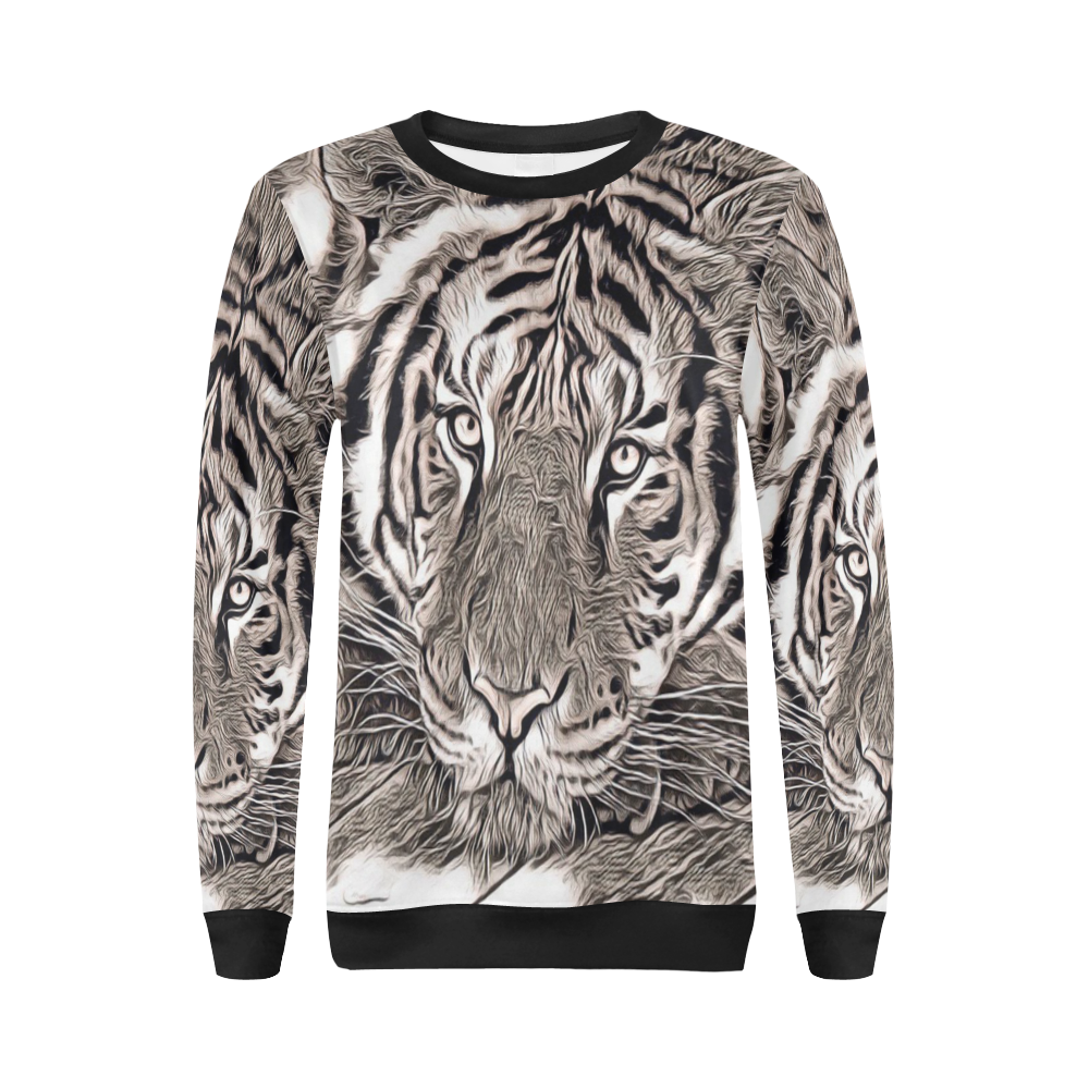 Rustic Style - Tiger by JamColors All Over Print Crewneck Sweatshirt for Women (Model H18)