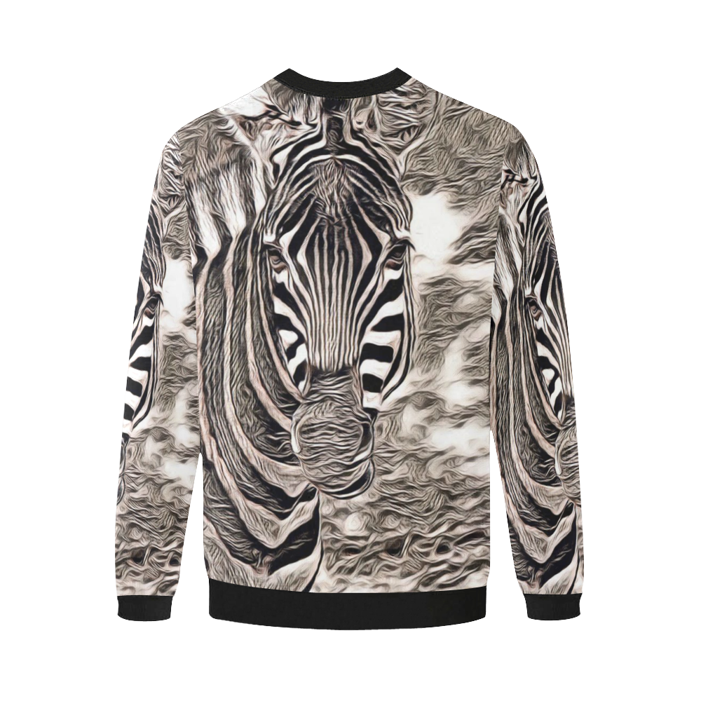 Rustic Style - Zebra by JamColors Men's Oversized Fleece Crew Sweatshirt (Model H18)