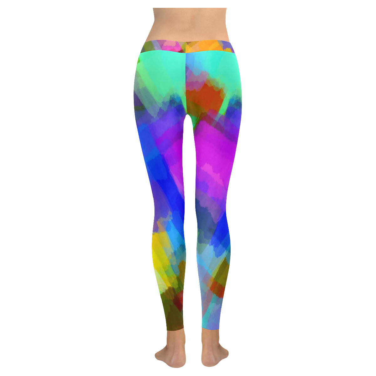 Colors and joy 2 by FeelGood Women's Low Rise Leggings (Invisible Stitch) (Model L05)