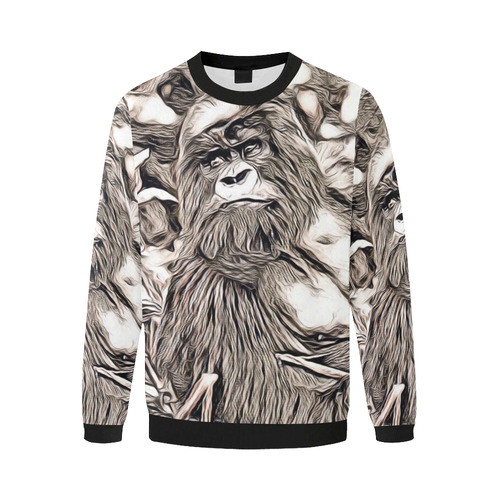 Rustic Style - Gorilla by JamColors Men's Oversized Fleece Crew Sweatshirt (Model H18)