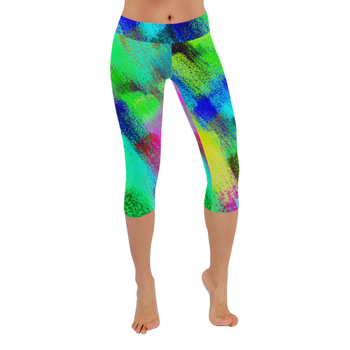 Colors and joy 3 by FeelGood Women's Low Rise Capri Leggings (Invisible Stitch) (Model L08)