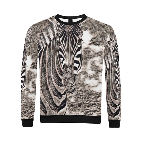 Rustic Style - Zebra by JamColors All Over Print Crewneck Sweatshirt for Men (Model H18)