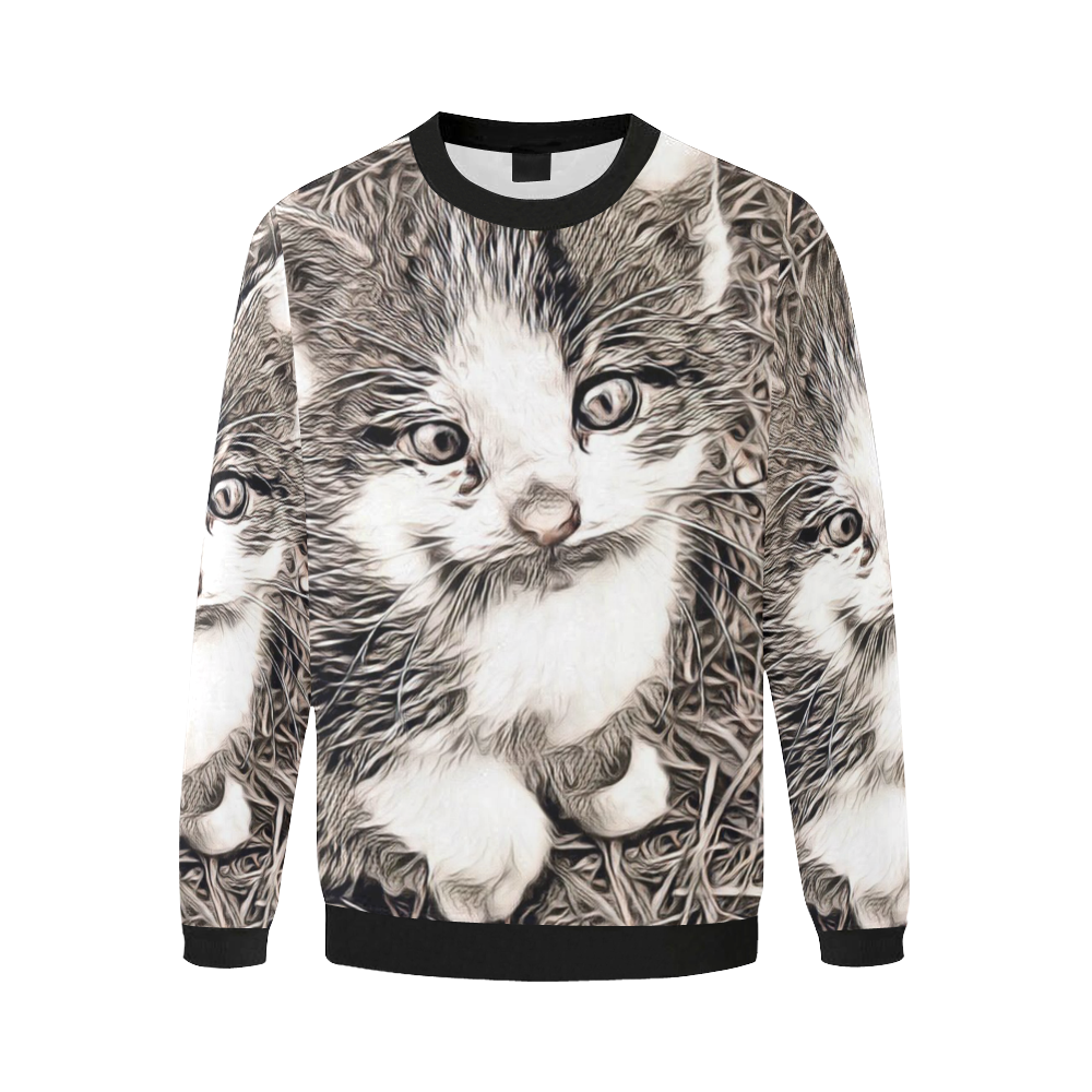 Rustic Style - Kitten A by JamColors Men's Oversized Fleece Crew Sweatshirt (Model H18)