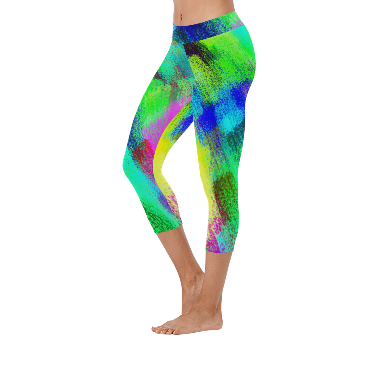 Colors and joy 3 by FeelGood Women's Low Rise Capri Leggings (Invisible Stitch) (Model L08)