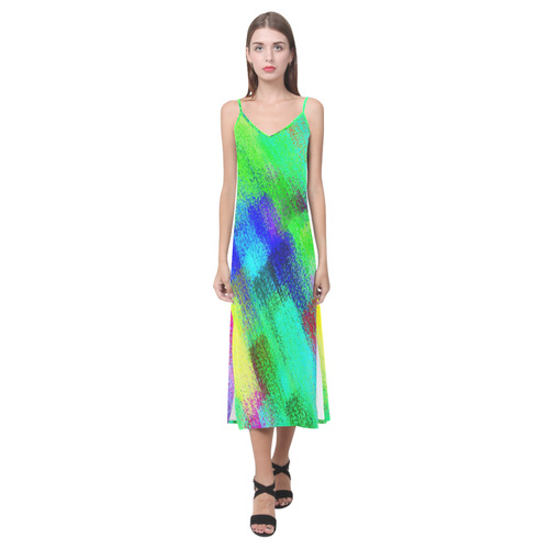 Colors and joy 3 by FeelGood V-Neck Open Fork Long Dress(Model D18)