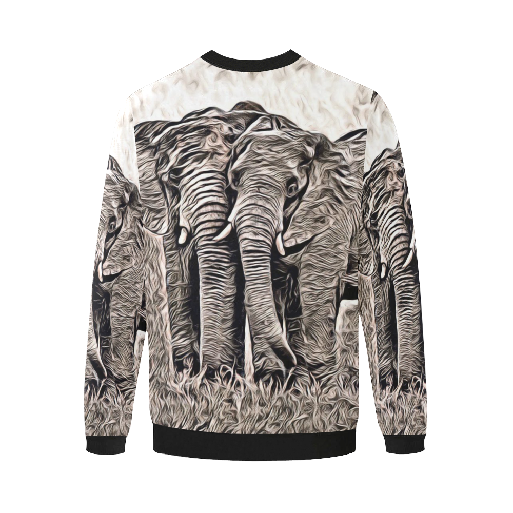 Rustic Style - Elephants by JamColors Men's Oversized Fleece Crew Sweatshirt (Model H18)