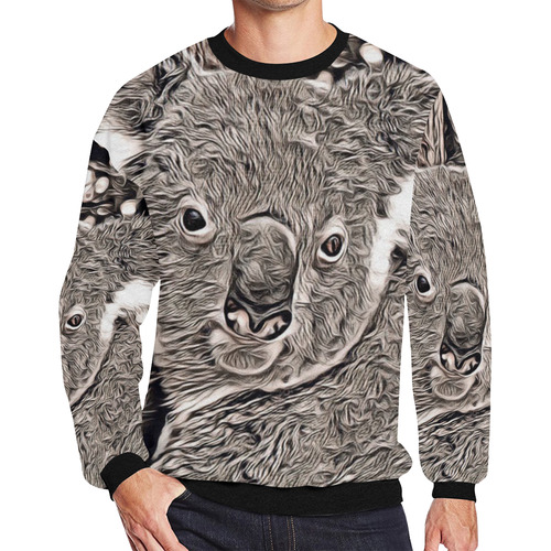 Rustic Style - Koala by JamColors Men's Oversized Fleece Crew Sweatshirt (Model H18)