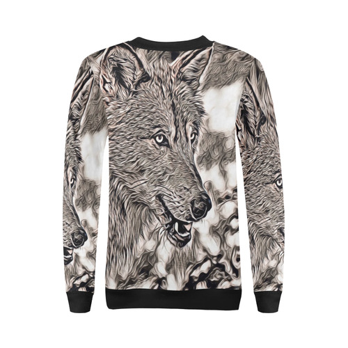 Rustic Style - Wolf 2 by JamColors All Over Print Crewneck Sweatshirt for Women (Model H18)