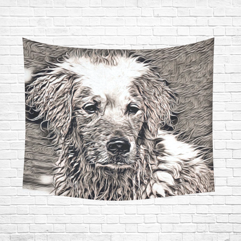Rustic Style - Dog by JamColors Cotton Linen Wall Tapestry 60"x 51"