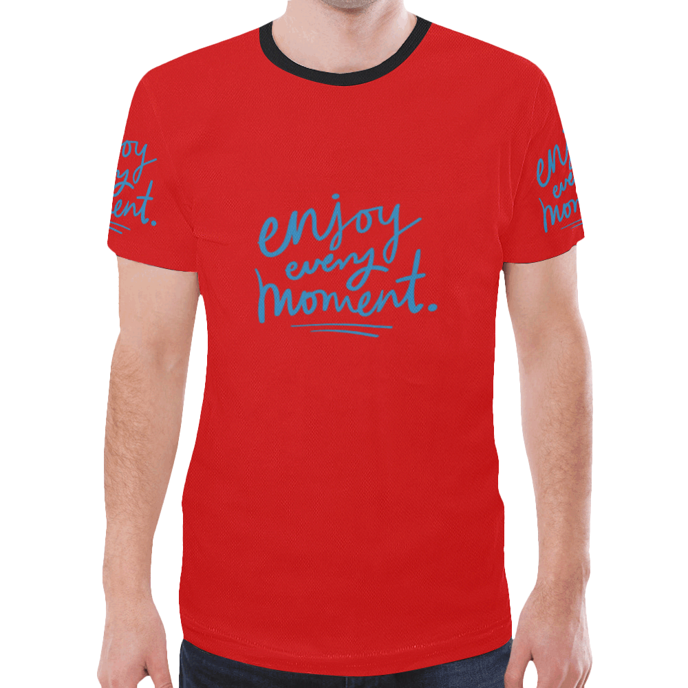 Mens T-shirt Red Enjoy Every Moment New All Over Print T-shirt for Men (Model T45)