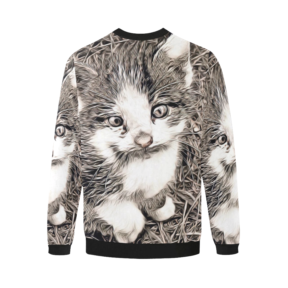 Rustic Style - Kitten A by JamColors Men's Oversized Fleece Crew Sweatshirt (Model H18)
