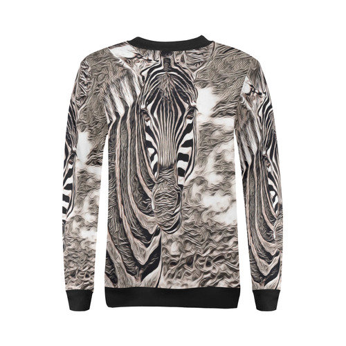 Rustic Style - Zebra by JamColors All Over Print Crewneck Sweatshirt for Women (Model H18)