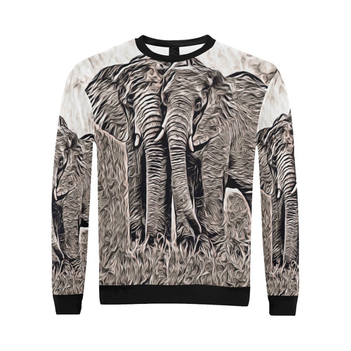Rustic Style - Elephants by JamColors All Over Print Crewneck Sweatshirt for Men (Model H18)
