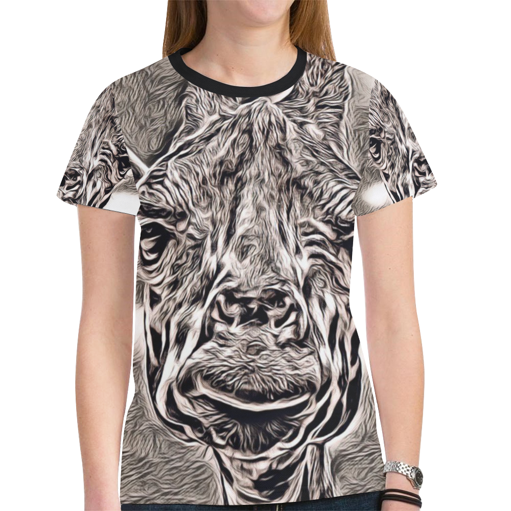 Rustic Style - Giraffe by JamColors New All Over Print T-shirt for Women (Model T45)