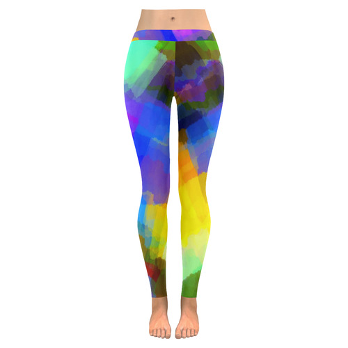 Colors and joy 2 by FeelGood Women's Low Rise Leggings (Invisible Stitch) (Model L05)