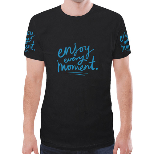 Mens T-shirt Black Enjoy Every Moment New All Over Print T-shirt for Men (Model T45)