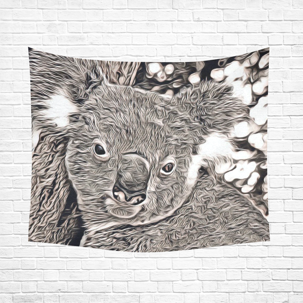 Rustic Style - Koala by JamColors Cotton Linen Wall Tapestry 60"x 51"