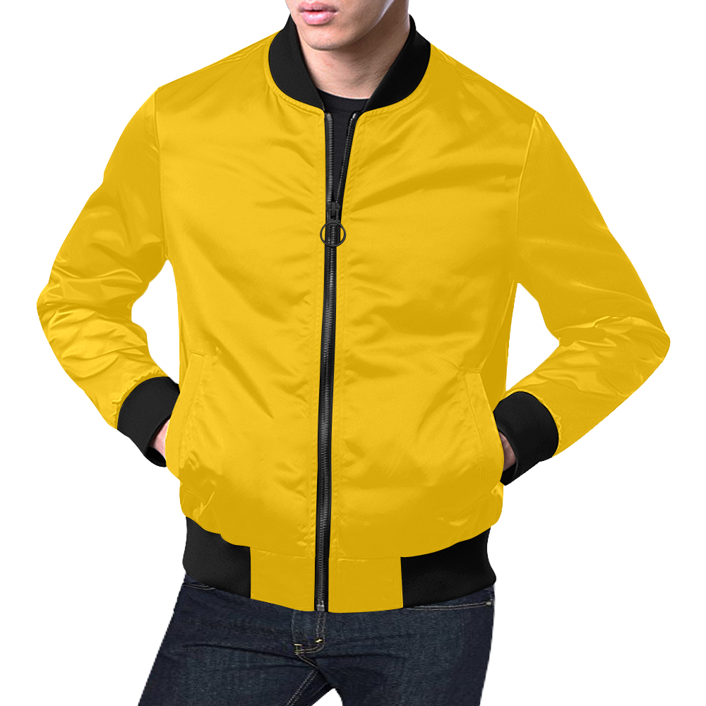 basic bright sunshine yellow All Over Print Bomber Jacket for Men (Model H19)