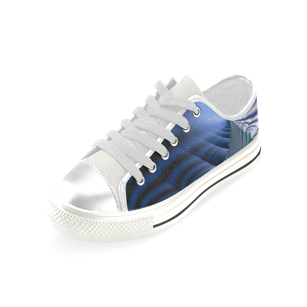 TWIGISLE Fractals of blue landscape Canvas Women's Shoes/Large Size (Model 018)