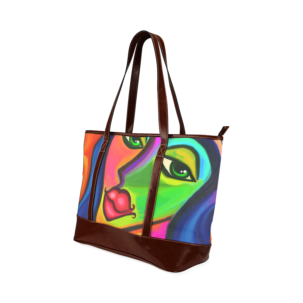 Abstract Fauvist Female Portrait Tote Handbag (Model 1642)