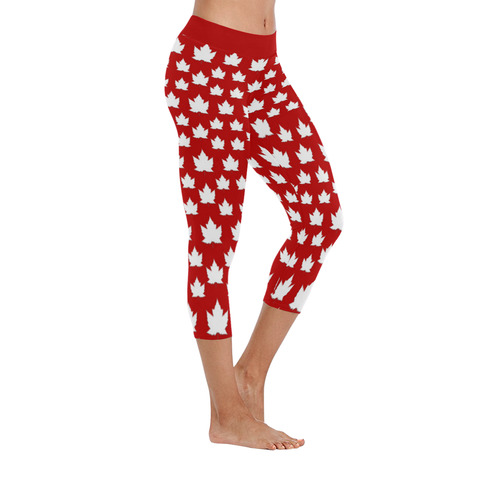 Cute Canada Capri Pants Women's Low Rise Capri Leggings (Invisible Stitch) (Model L08)