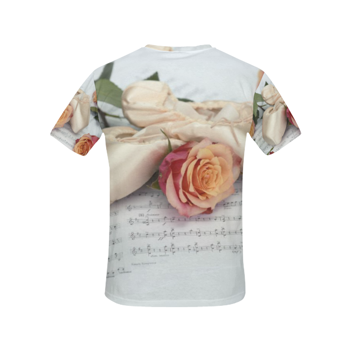 Womens T-Shirt Ballet Shoes Pink Roses All Over Print T-Shirt for Women (USA Size) (Model T40)