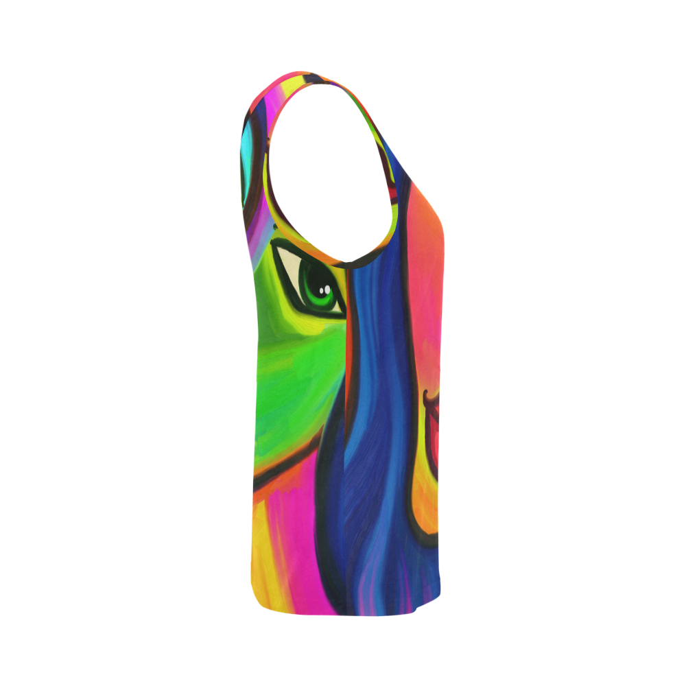 Abstract Fauvist Female Portrait All Over Print Tank Top for Women (Model T43)