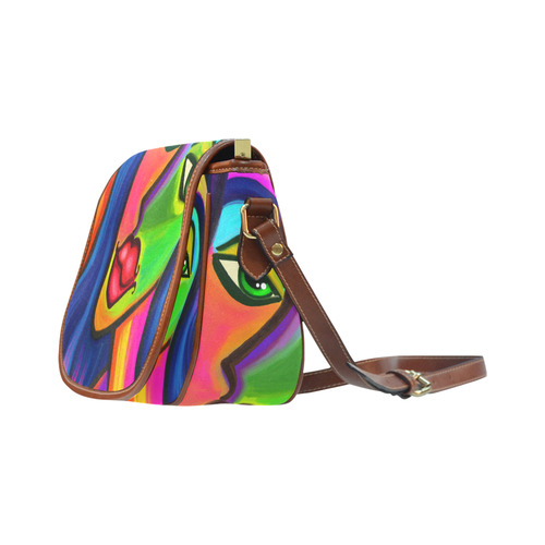 Abstract Fauvist Female Portrait Saddle Bag/Small (Model 1649) Full Customization