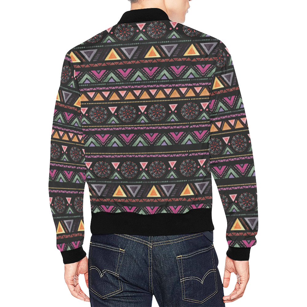 Native American Ornaments Watercolor Pattern All Over Print Bomber Jacket for Men (Model H19)