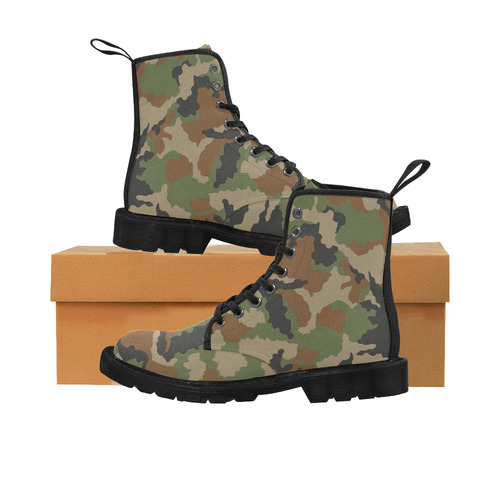 woodland camouflage pattern Martin Boots for Men (Black) (Model 1203H)