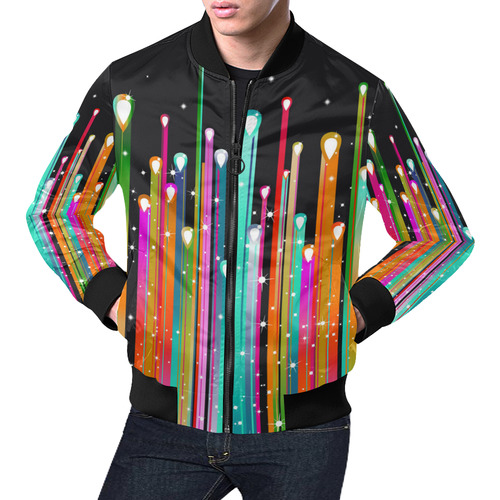 Stars & Stripes Shower multicolored All Over Print Bomber Jacket for Men (Model H19)