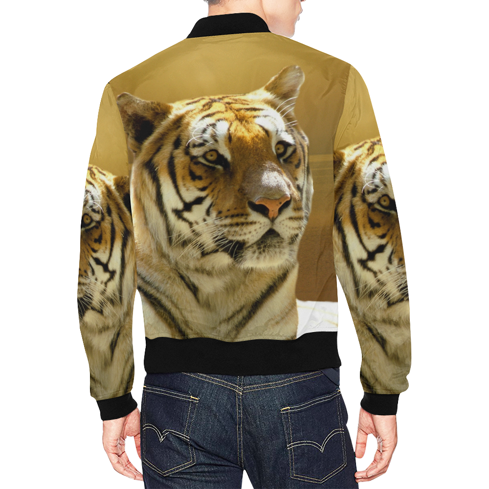 Golden Tiger All Over Print Bomber Jacket for Men (Model H19)