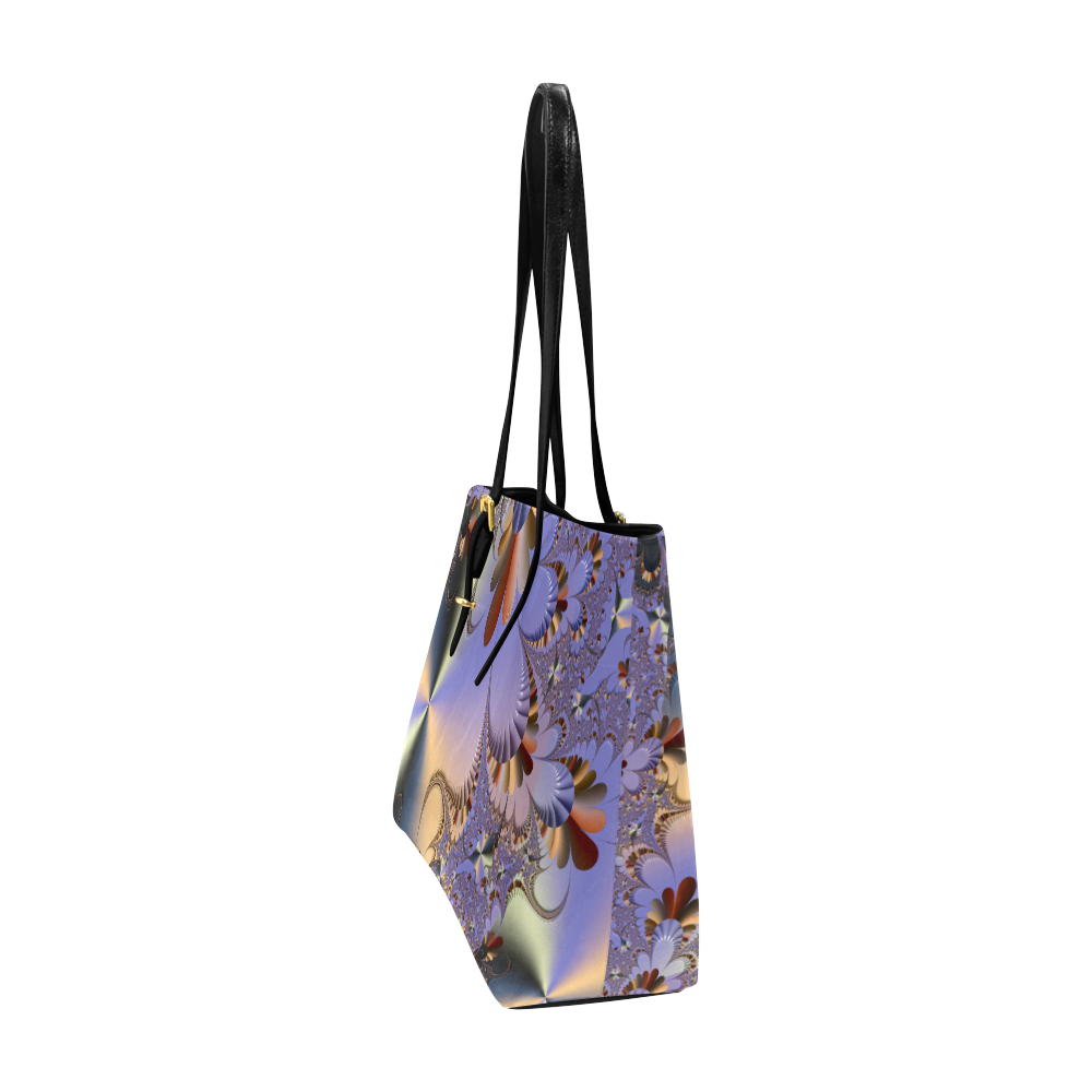 TWIGISLE Fractal flowers and purple metallic shine Euramerican Tote Bag/Large (Model 1656)