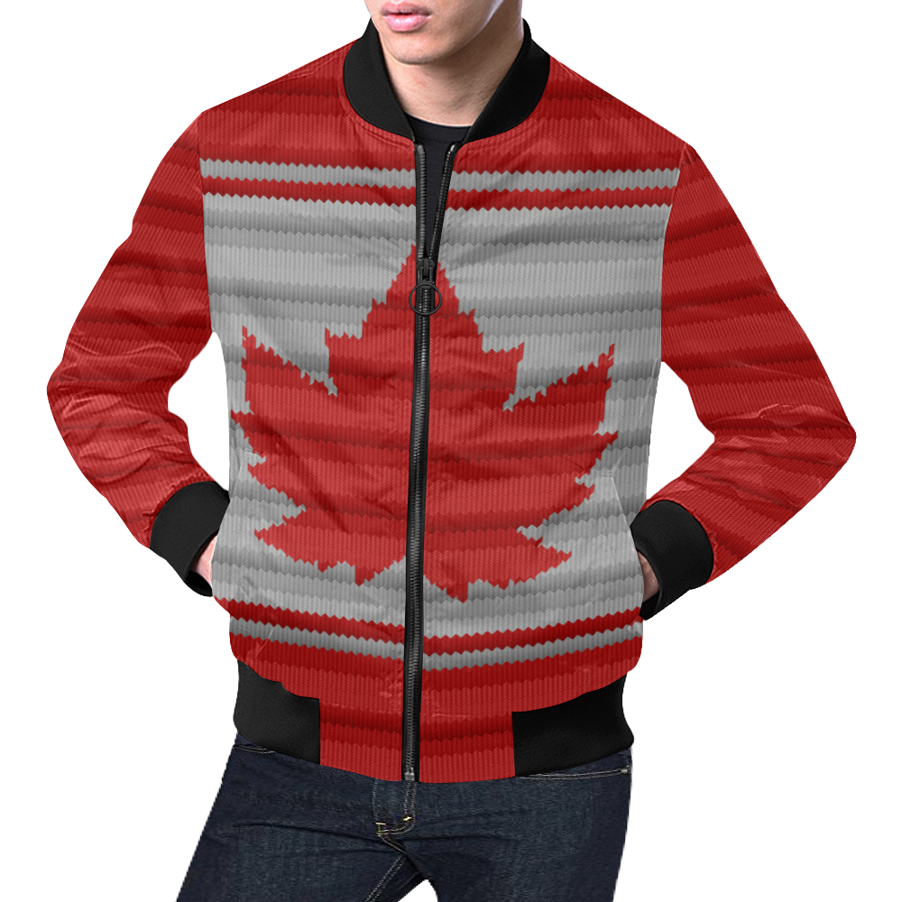 Canada Woolly Print Bomber Jacket All Over Print Bomber Jacket for Men (Model H19)