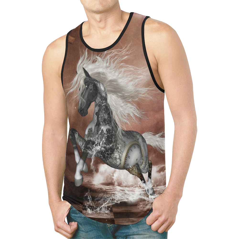 Amazing steampunk horse, silver New All Over Print Tank Top for Men (Model T46)