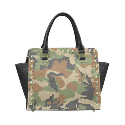 woodland camouflage pattern Rivet Shoulder Handbag (Model 1645)