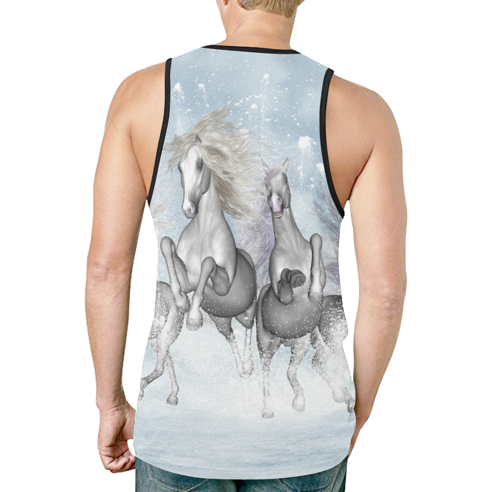 Awesome white wild horses New All Over Print Tank Top for Men (Model T46)
