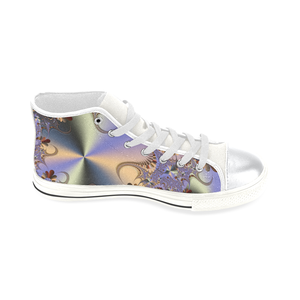 TWIGISLE Fractals with purple metallic shine High Top Canvas Women's Shoes/Large Size (Model 017)