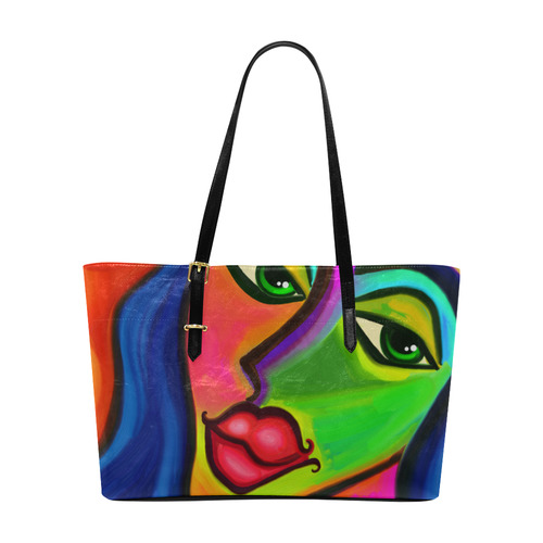 Abstract Fauvist Female Portrait Euramerican Tote Bag/Large (Model 1656)